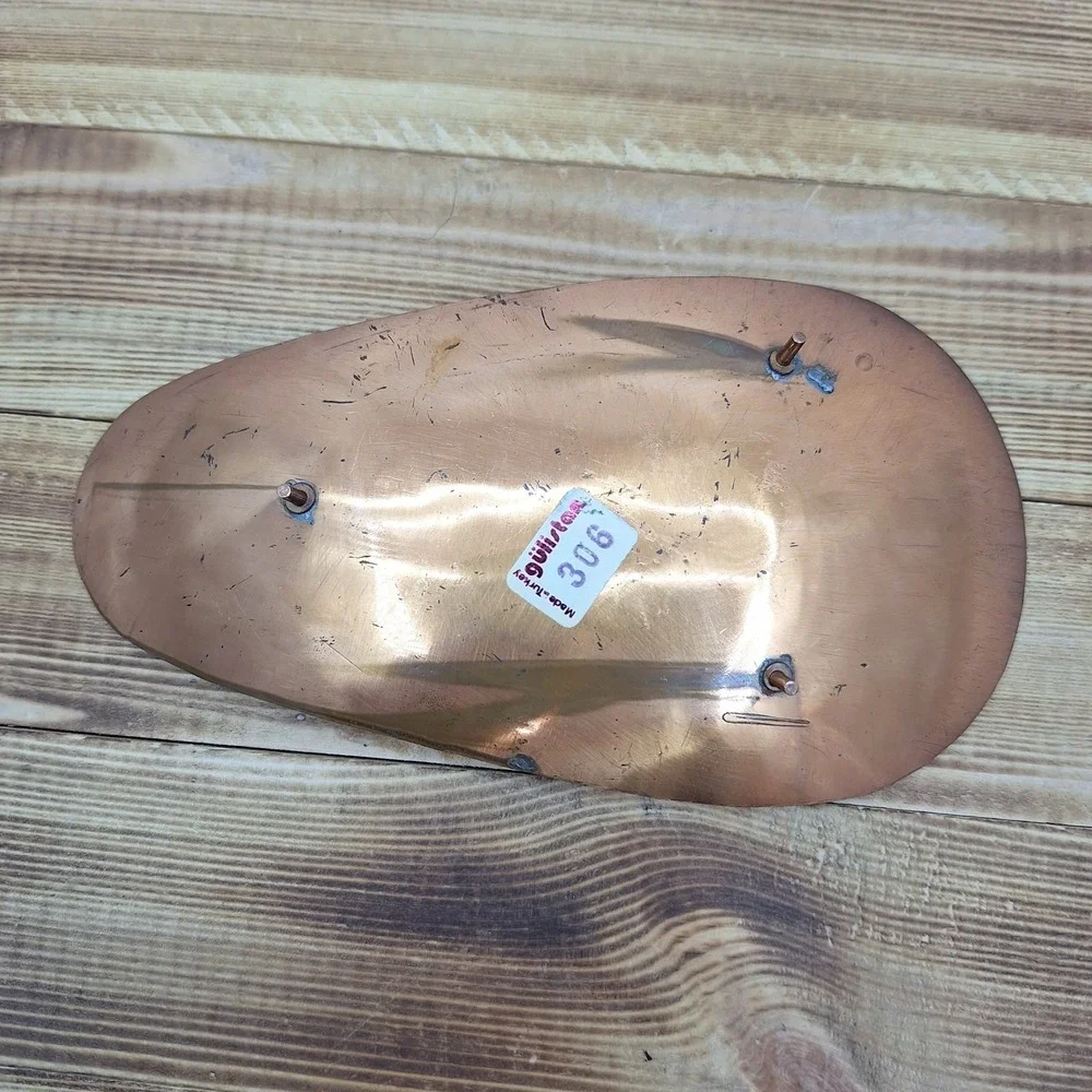 Vintage Floral Etched Oblong Brass‎ Tray from India 7